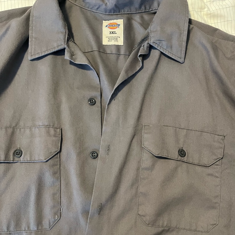 Dickie’s Long sleeved, button up, work shirt. Heavy duty fabric. Gender neutral